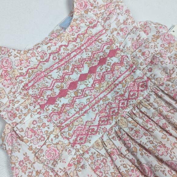 Edgehill Collection Blouse Girls Sz 2T Pink Floral Smocked Dainty Girly Flutter - Picture 2 of 5